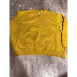 Levi's Crewneck Sweatshirt Mens 2XL Mustard Relaxed Fit Fleece Embroidered D0103